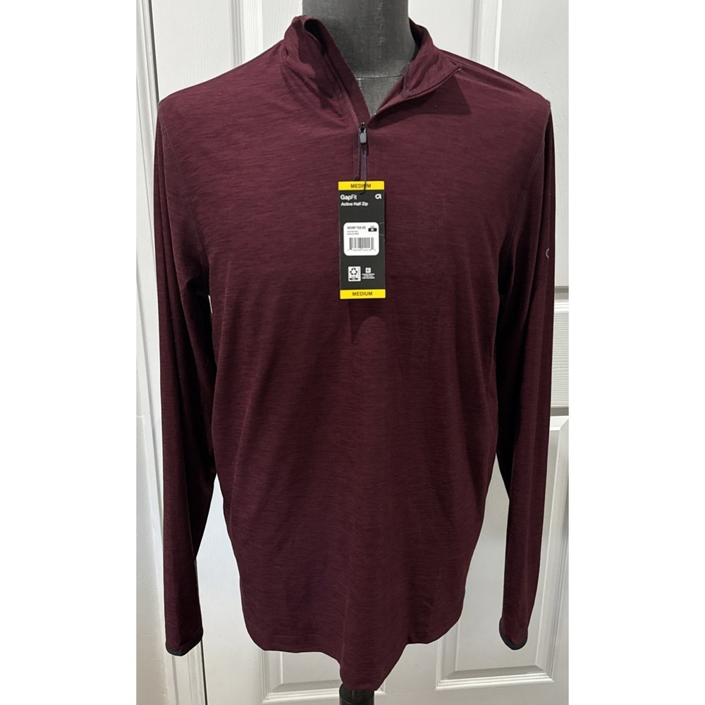 GapFit Active Half Zip Men Medium Red New Activewear Pullover Mockneck